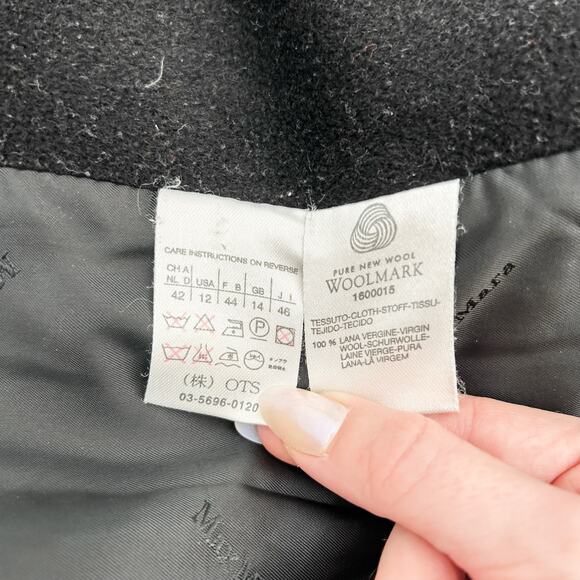 Max Mara Trench Teddy Coat Wool Long Alpaca Winter Black Vintage Authentic 12 - Picture 6 of 14